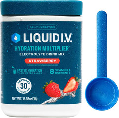 Liquid I.V. Hydration Multiplier, Electrolyte Powder, Strawberry, 1 Tub, 30 Sv