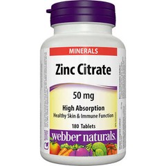 Webber Naturals Zinc Citrate 50 mg Human Metabolism Immunity Skin 180pcs NEW