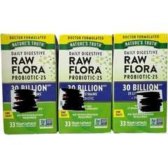 (3) Nature’s Truth 30 Billion Raw Flora Probiotic-25-33 Capsules Ea Exp: 08/2026