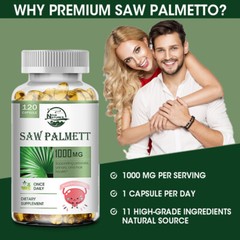 Full Spectrum Saw Palmetto, Supports Prostate Health, 1000 mg, 120 Capsules