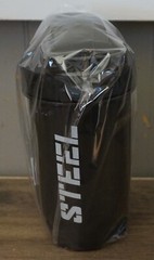 New! Lot of Four (4) Black 12oz STEEL Brand Plastic Supplement Gym Shaker Bottle