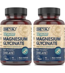 DEVA Vegan Magnesium Glycinate 300mg per serving with 90 Count (Pack of 2)