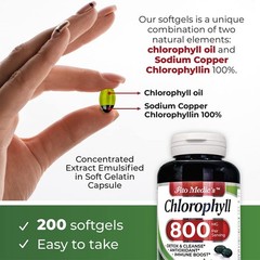 Lab – Chlorophyll – pure – 800 mg per serving- 200 Softgels – chlorophyll capsul