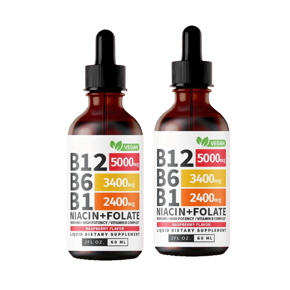 (2-Pack) Vitamin B12 and B6 Drops – High Quality Daily Vitamin B Blend Liquid Dr
