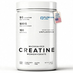 Puregen Labs Micronized Creatine Monohydrate Powder 500G – Pure, Unflavored, No