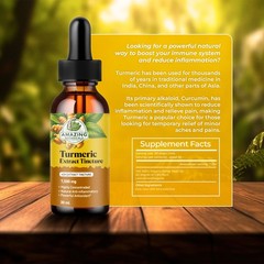 Turmeric Extract Tincture 7500 mg Organic Turmeric Curcumin Supplement
