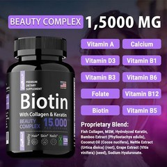 Biotin with Collagen & Keratin – Maximum Strength, Hair Skin and Nail Health