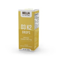 Bella All Natural Vitamin D3 K2 Drops Organic Omega 3 MCT Oil 50ml Supplement+-