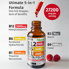 Vitamin B12 Liquid Supplement Dropswith B6, B1, Niacin & Folate -Edible Relief