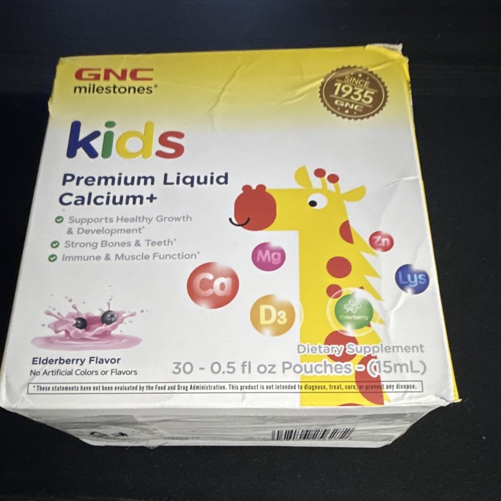 GNC Milestones Kids Liquid Calcium + Vitamin D Elderberry 30 x 0.5 fl oz