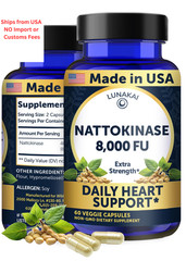 Lunakai USA Made Nattokinase Supplement – 400mg Natto 60 Count (Pack of 1)