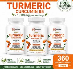 Microingredients Turmeric Curcumin 95% 1000mg 360 Caps Vegetarian Non-GMO