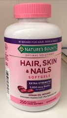 Nature’s Bounty HAIR SKIN & NAILS 250 Softgels 5000 mcg Biotin 01/25