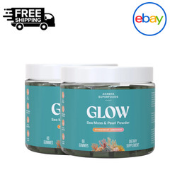 Akasha Superfoods GLOW Sea Moss & Pearl Powder Gummies, 120 Count – Skin, Hair &