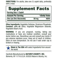 Nature’s Bounty Zinc Supports Immune Health 50mg 400 ct Caplets expire 04/2025