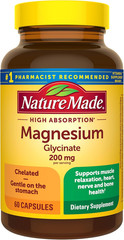 Nature Made Magnesium Glycinate 200mg Bisglycinate Muscle Nerve 60 Capsules
