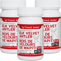 Elk Velvet Antler Capsules, 100% Pure, Made in Canada (3-Pack, 90 caps, 280mg)