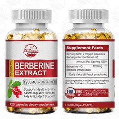 120 Capsules Premium Berberine HCL 1200mg High Potency Blood Sugar Support US