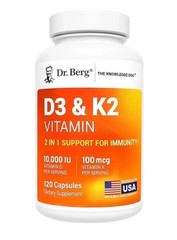(3 Pack) Dr. Berg’s Nutritionals 100mg Vitamin D3 & K2 Supplement – 120 Cap