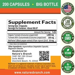 Turmeric Curcumin with Black Pepper Extract – Organic Powder 200 Capsules – 1…