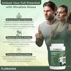 Floraviva Rhodiola Rosea Capsules 500Mg – Natural Adaptogen Supplement for Stres