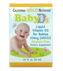 Baby Liquid Vitamin D3 400 IU 10mcg Drops – 34 fl oz (10ml)