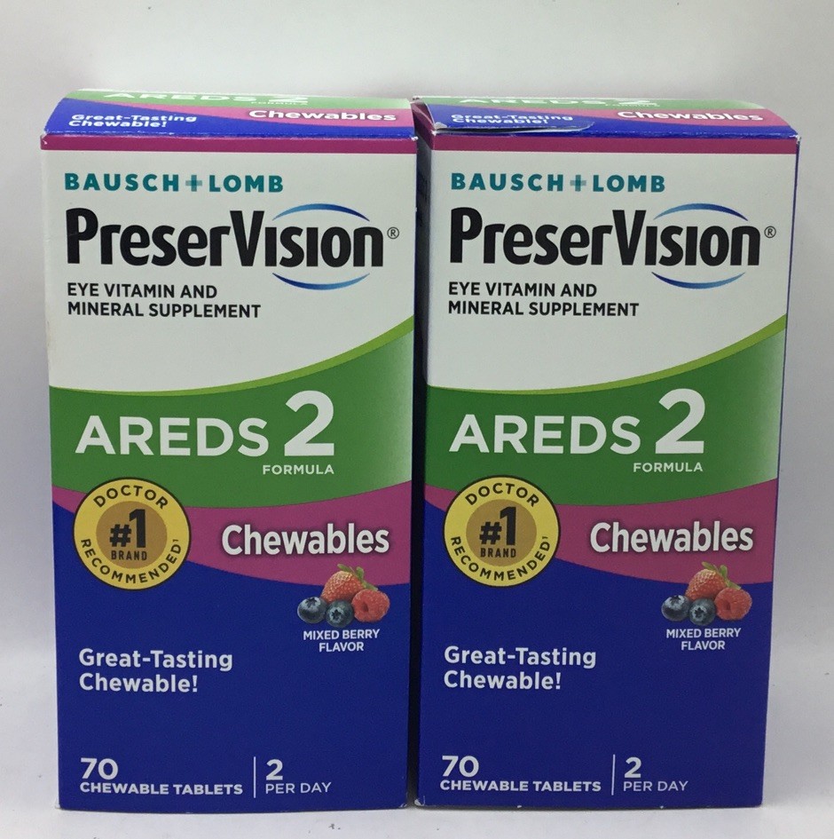 2 PreserVision Areds 2 Formula Eye Vitamin & Mineral 70×2=140 Chewable Exp 11/26
