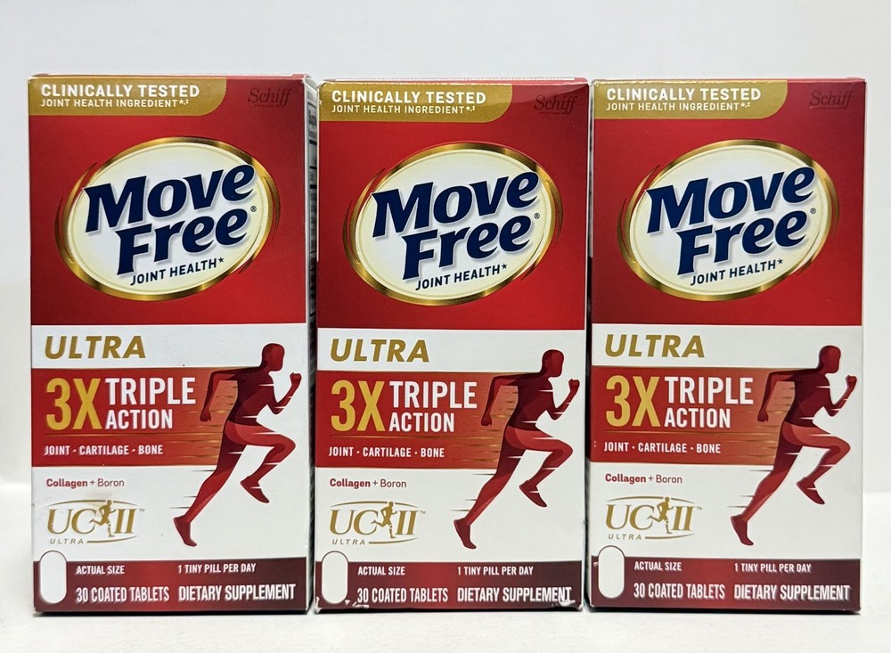 3x Move Free Joint Health Ultra 3X Triple Action 30 Coated Tabs Each (90 Total)