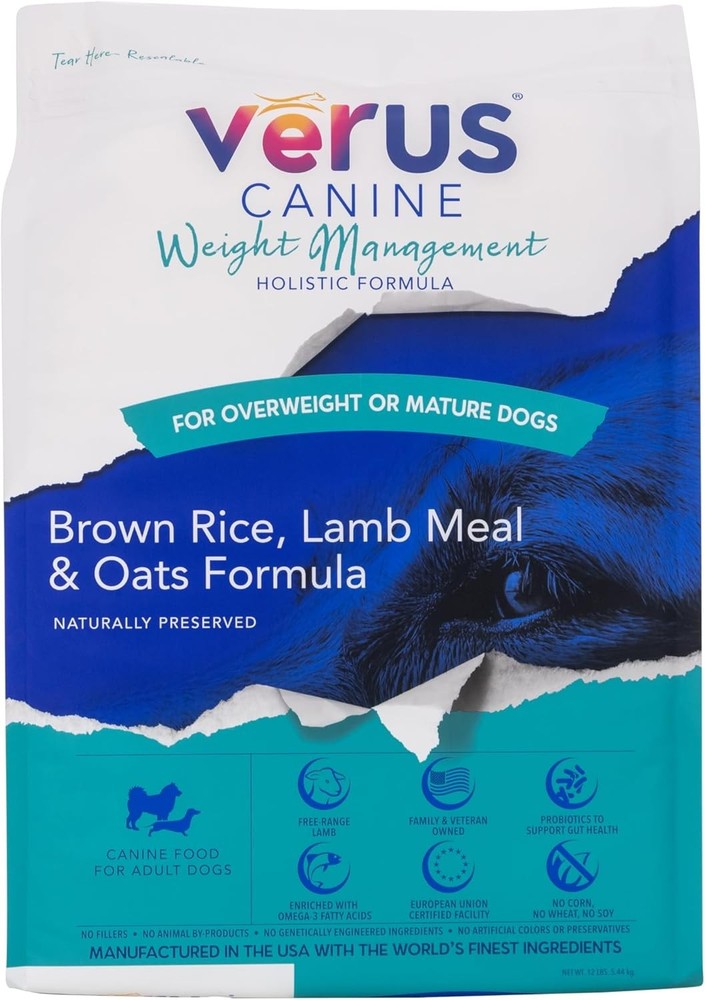 VeRUS Pet Foods Dry Dog Food Lamb,Weight Management Formula 12lb Bag