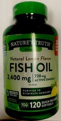 Natures Truth Fish Oil 2,400 mg Natural Lemon Flavor Omega-3 120 Soft gels