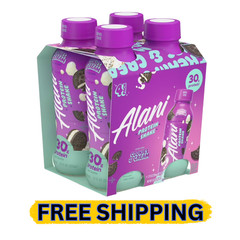 Alani Nu Protein Shake, Cookies & Cream, 12 fl oz, 4 Pack, Bottles, 30g Protein,