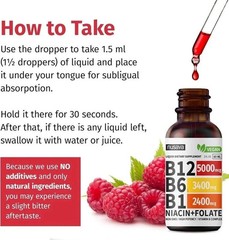 Nusava (2-Package) B12 Drops 5000mcg – Vegan Liquid Supplement – Raspberry