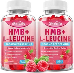 2 Pack HMB and L-Leucine Gummies 3000mg, 120 Count (Pack of 1)