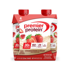 Premier Protein Shake, Strawberries & Cream, 30g Protein, 11 fl oz, 4 Ct