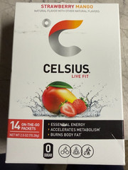CELSIUS On The Go Energy Drink Mix, Strawberry Mango,14 Stick Pack EXP 7/25