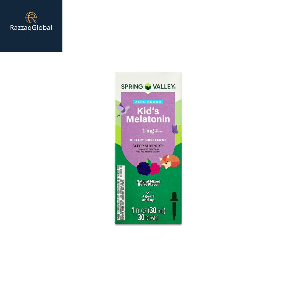 Spring Valley Kid’s Melatonin Liquid, 1 fl oz, 1mg, Berry Flavor