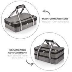 Stack Store Plus More Insulated Casserole Carrier for 16″ x 11″ x 6″, Gray