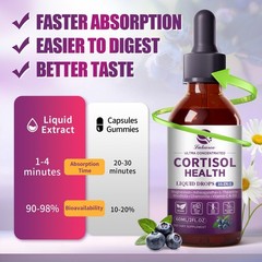 Cortisol Support Liquid Drop w/ Magnesium Ashwagandha -Balanced Adrenal Function