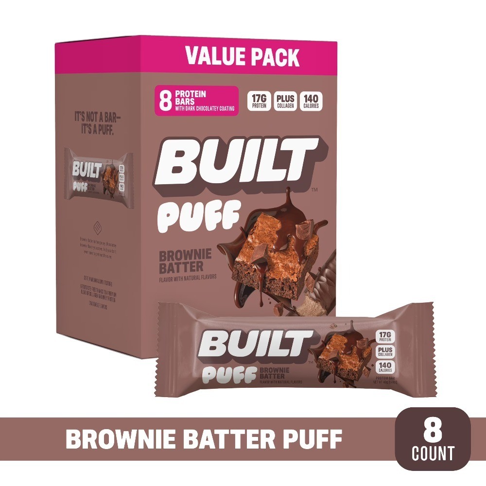 High Protein Bar Brownie Batter Flavor 17g Protein Collagen 140 Calories 8 Count
