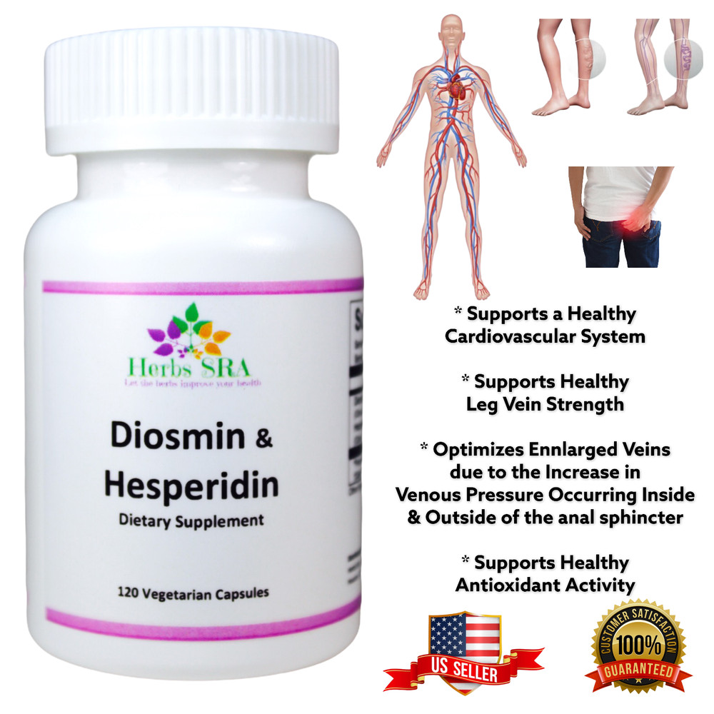 REMOVE VARICOSE VEINS, 120 Capsules, Diosmin and Hesperidin, Biomedical Formula.