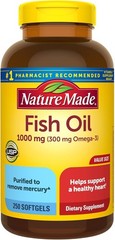 Fish Oil Omega 3 1000mg Softgels, Heart Support, 250 Softgels, Adult
