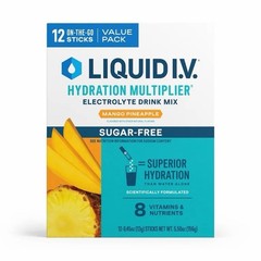 Liquid IV Sugar Free Mango Pineapple Electrolyte Powder Drink Mix, 12 Count