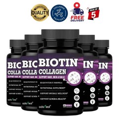 Ador.real Biotin 10000mcg 60 Caps Pack of 5 Hair Skin Formula