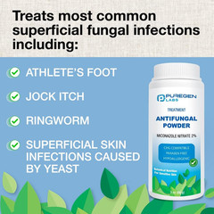 Puregen Labs Antifungal Powder with 2% Miconazole Nitrate for Common Fungal Infe