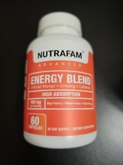 Nutrafam Advanced Energy Blend – 900mg – 60 Capsules – African Mango & Ginseng