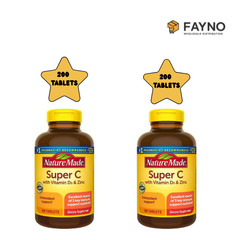 Super C Vitamin with D3 and Zinc Nature Made 2 PACK of 200 Tablets! DEAL !