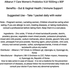 Allbarun Y Care Women’s Probiotics VL8 1500mg x 90P / 3 Month Supply