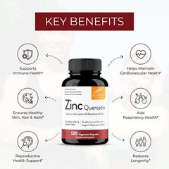 Sandhu’s Zinc Quercetin 120 Vegetarian Capsules – Zinc Supplements for Antiox…