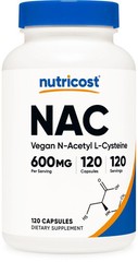 Nutricost N-Acetyl L-Cysteine (NAC) 600mg, 120 Vegan Capsules – Non-GMO