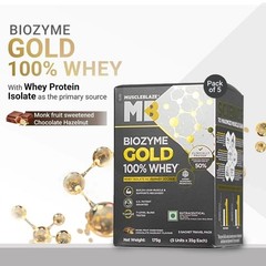 MuscleBlaze Biozyme Gold 100% Whey Protein Powder Sweetened Chocolate 5x35g q420
